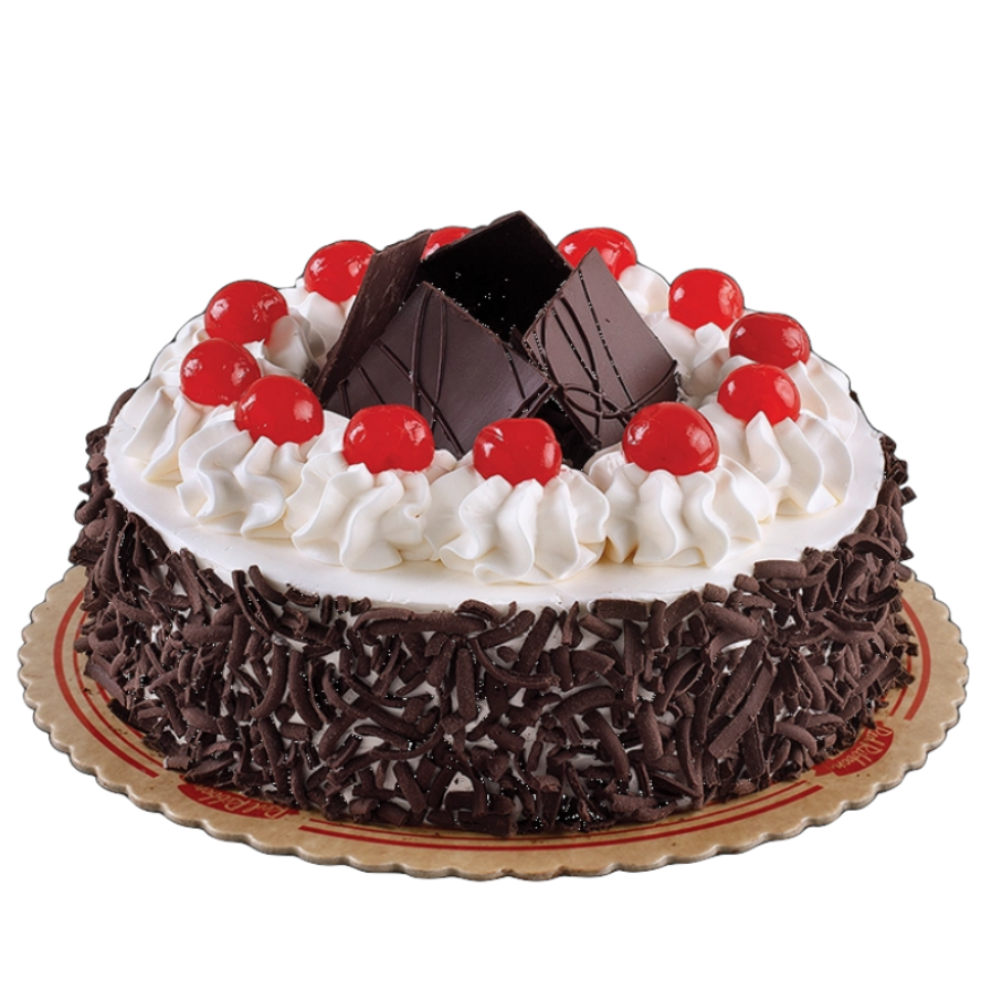 Black forest store cake red ribbon